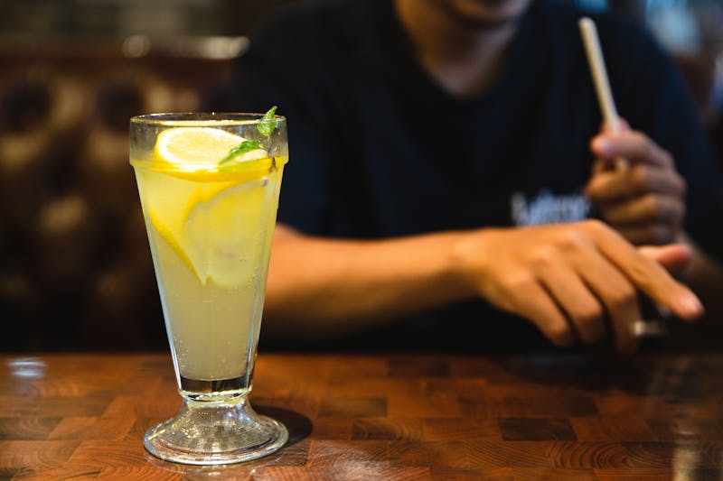 Fresh craft lemonade with citrus and mint