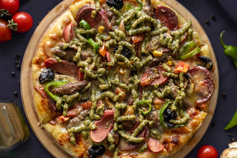 White Truffle artisan pizza with mushrooms and ricotta